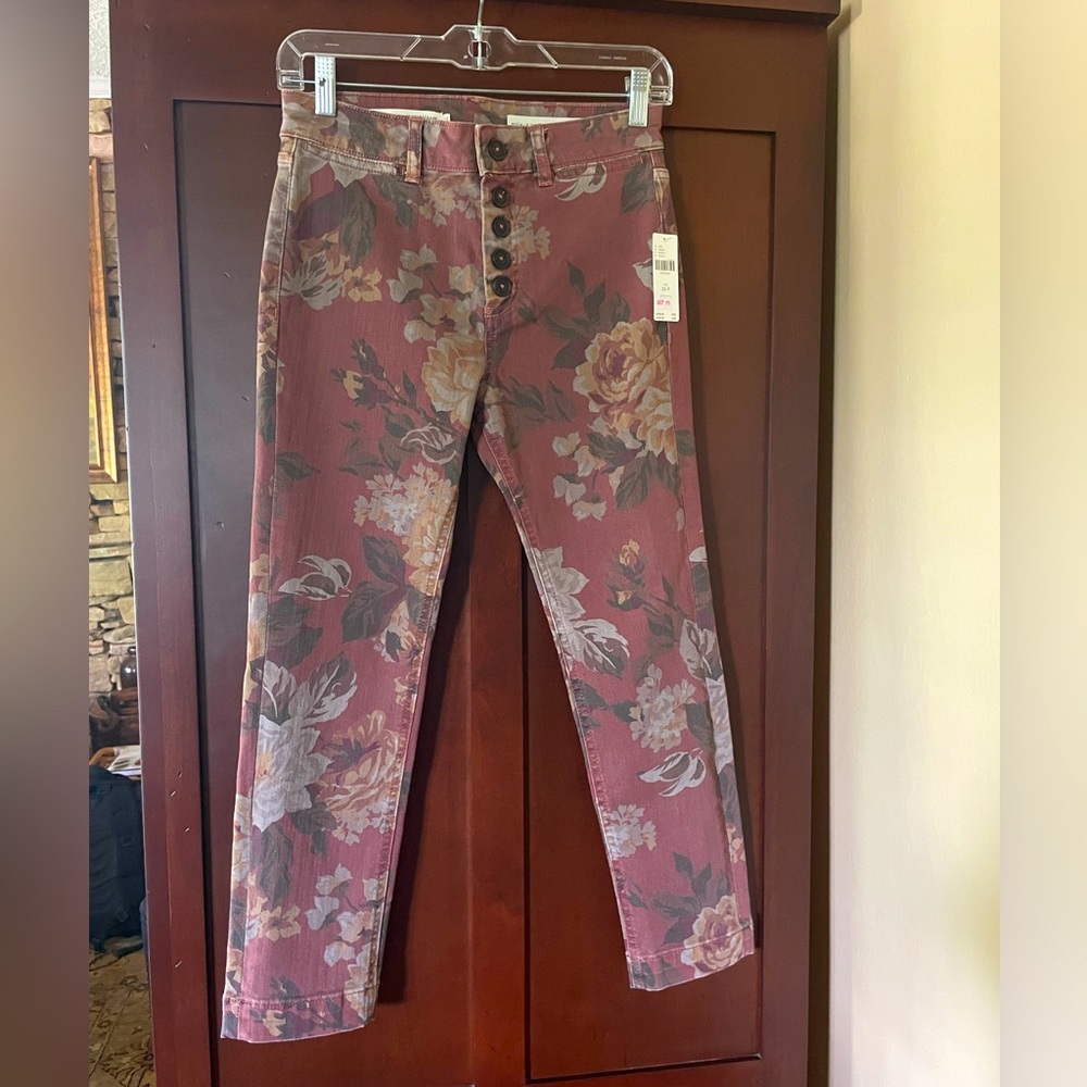 Pilcro high-rise slim jean muted floral mauve size 26P